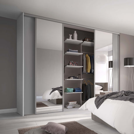Spacepro Classic 4 Door sliding wardrobe Kit Dove Grey frame 2 x Panel 2 x Mirror (w)2978mm - Bedrooms Plus