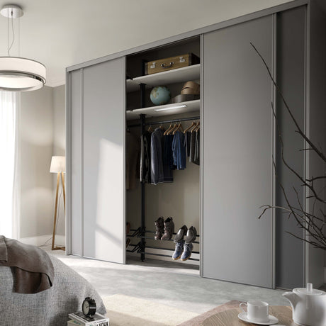 Spacepro Classic 4 Door sliding wardrobe Kit Dove Grey Panel (w)2370mm - Bedrooms Plus
