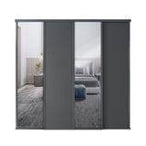 Spacepro Classic 4 Door sliding wardrobe Kit Graphite frame 2 x Panel 2 x Mirror (w)2370mm - Bedrooms Plus