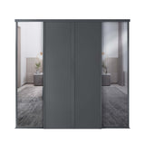 Spacepro Classic 4 Door sliding wardrobe Kit Graphite frame 2 x Panel 2 x Mirror (w)2370mm - Bedrooms Plus