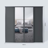Spacepro Classic 4 Door sliding wardrobe Kit Graphite frame 2 x Panel 2 x Mirror (w)3586mm - Bedrooms Plus