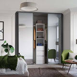 Spacepro Classic 4 Door sliding wardrobe Kit Graphite frame 2 x Panel 2 x Mirror (w)3586mm - Bedrooms Plus
