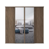 Spacepro Classic 4 Door sliding wardrobe Kit Walnut frame 2 x Panel 2 x Mirror (w)2370mm - Bedrooms Plus
