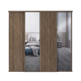 Spacepro Classic 4 Door sliding wardrobe Kit Walnut frame 2 x Panel 2 x Mirror (w)2370mm - Bedrooms Plus