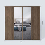 Spacepro Classic 4 Door sliding wardrobe Kit Walnut frame 2 x Panel 2 x Mirror (w)2370mm - Bedrooms Plus