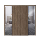Spacepro Classic 4 Door sliding wardrobe Kit Walnut frame 2 x Panel 2 x Mirror (w)2370mm - Bedrooms Plus