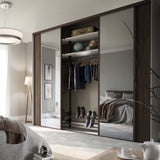 Spacepro Classic 4 Door sliding wardrobe Kit Walnut frame 2 x Panel 2 x Mirror (w)2370mm - Bedrooms Plus