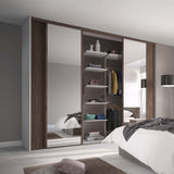 Spacepro Classic 4 Door sliding wardrobe Kit Walnut frame 2 x Panel 2 x Mirror (w)2370mm - Bedrooms Plus