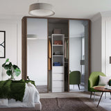 Spacepro Classic 4 Door sliding wardrobe Kit Walnut frame 2 x Panel 2 x Mirror (w)2370mm - Bedrooms Plus