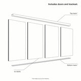 Spacepro Classic 4 Door sliding wardrobe Kit Walnut frame 2 x Panel 2 x Mirror (w)2370mm - Bedrooms Plus