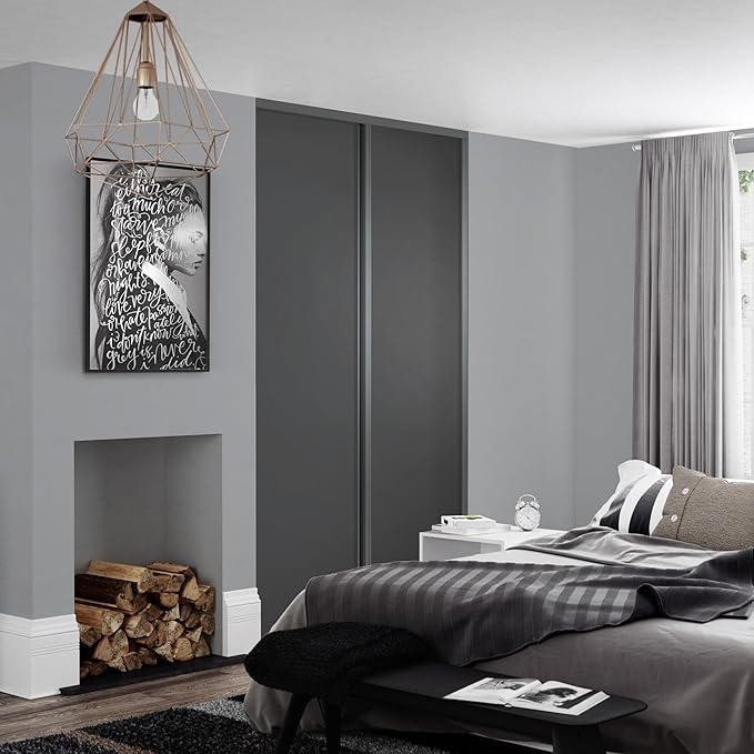 Spacepro Graphite Grey Wood Heritage 2 Door Sliding Wardrobe Door Kit ...