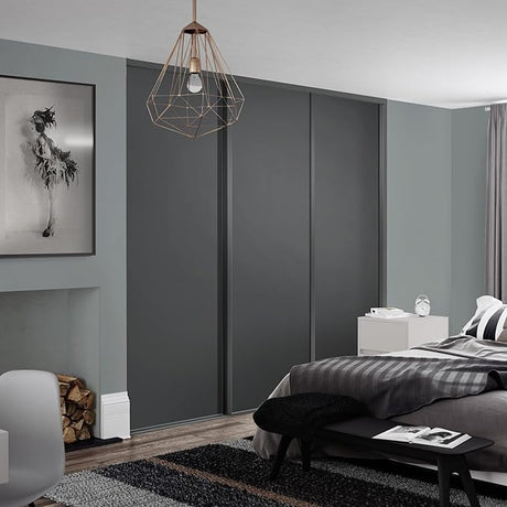 Spacepro Graphite Grey Wood Heritage 3 Door Sliding Wardrobe Door Kit - Bedrooms Plus