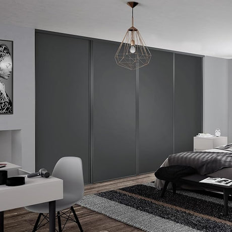 Spacepro Graphite Grey Wood Heritage 4 Door Sliding Wardrobe Door Kit | Fits 3606mm width - Bedrooms Plus