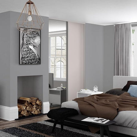 Spacepro Heritage 2 - Door Cashmere Sliding Wardrobe Door Kit with Mirror & Cashmere Wood | Fits 1803mm width - Bedrooms Plus