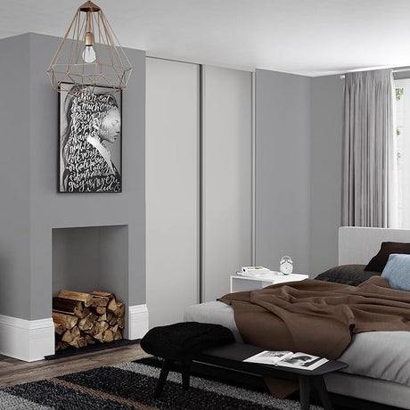 Spacepro Heritage 2 - Door Dove Grey Sliding Wardrobe Door Kit with Dove Grey Wood | Fits 1499mm width - Bedrooms Plus