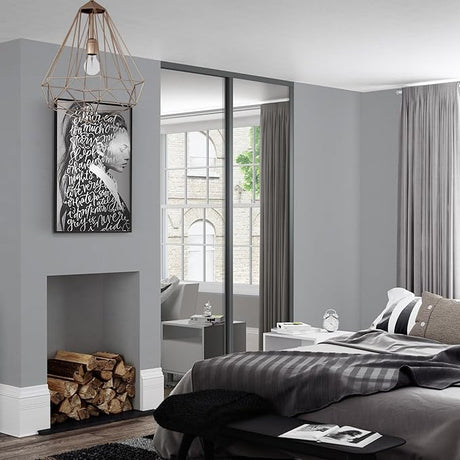 Spacepro Heritage 2 - Door Graphite Sliding Wardrobe Door Kit with Mirror | Fits 1499mm width - Bedrooms Plus