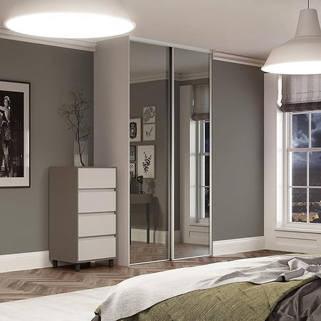 Spacepro Heritage 2 - Door White Sliding Wardrobe Door Kit with Mirror | Fits 1803mm width - Bedrooms Plus