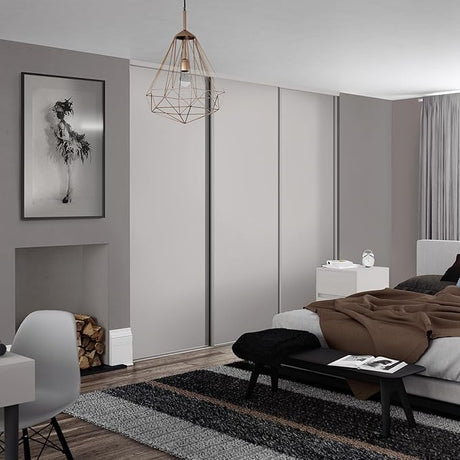 Spacepro Heritage 3 - Door Dove Grey Sliding Wardrobe Door Kit with Dove Grey Wood | Fits 1780mm width - Bedrooms Plus
