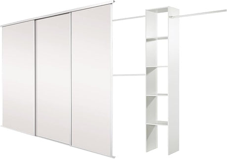 Spacepro Heritage 3 - Door White Sliding Wardrobe Door Kit with White Wood | Fits 2236mm width - Bedrooms Plus