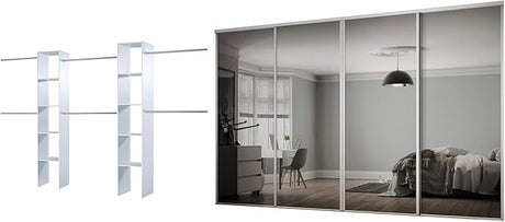 Spacepro Heritage 4 - Door White Sliding Wardrobe Door Kit with Mirror | Fits 2998mm width - Bedrooms Plus