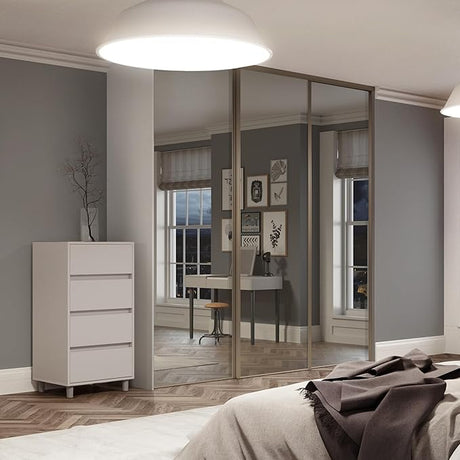 Spacepro Nickel Silver Heritage 3 Door Sliding Wardrobe Door Kit with Mirror Panels Fits 2692mm width - Bedrooms Plus