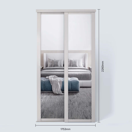 Spacepro Shaker 2 Door sliding wardrobe Kit Mirror Cashmere frame (w)1753mm - Bedrooms Plus