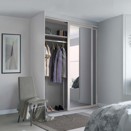 Spacepro Shaker 2 Door sliding wardrobe Kit Mirror Cashmere frame (w)1753mm - Bedrooms Plus