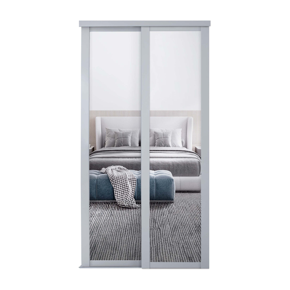 Spacepro Shaker 2 Door sliding wardrobe Kit Mirror Dove Grey frame (w)1145mm - Bedrooms Plus