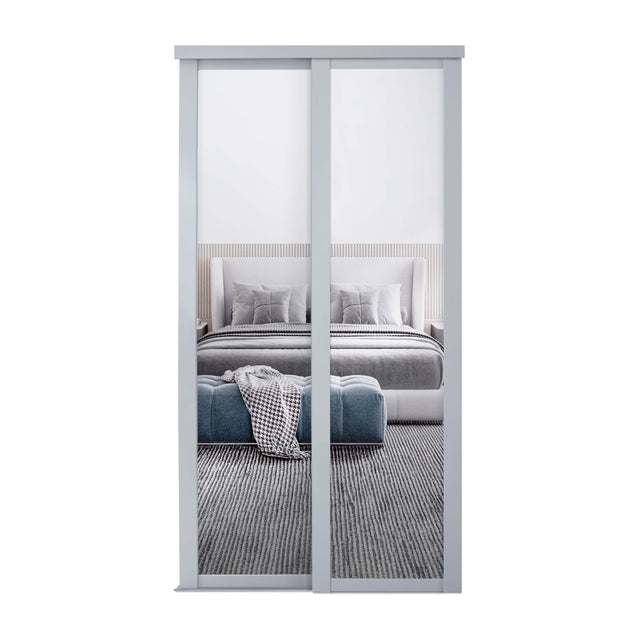 Spacepro Shaker 2 Door sliding wardrobe Kit Mirror Dove Grey frame (w)1145mm - Bedrooms Plus