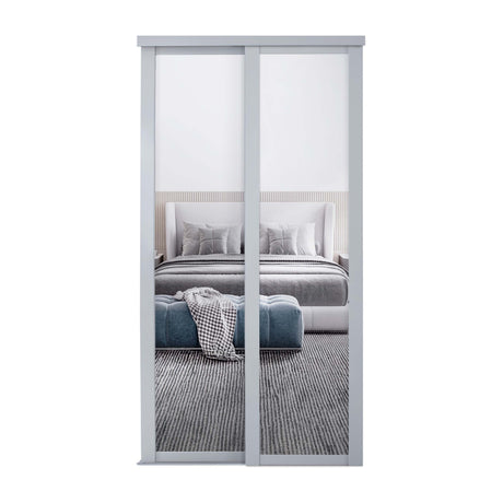 Spacepro Shaker 2 Door sliding wardrobe Kit Mirror Dove Grey frame (w)1149mm - Bedrooms Plus