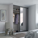 Spacepro Shaker 2 Door sliding wardrobe Kit Mirror Graphite frame (w)1145mm - Bedrooms Plus