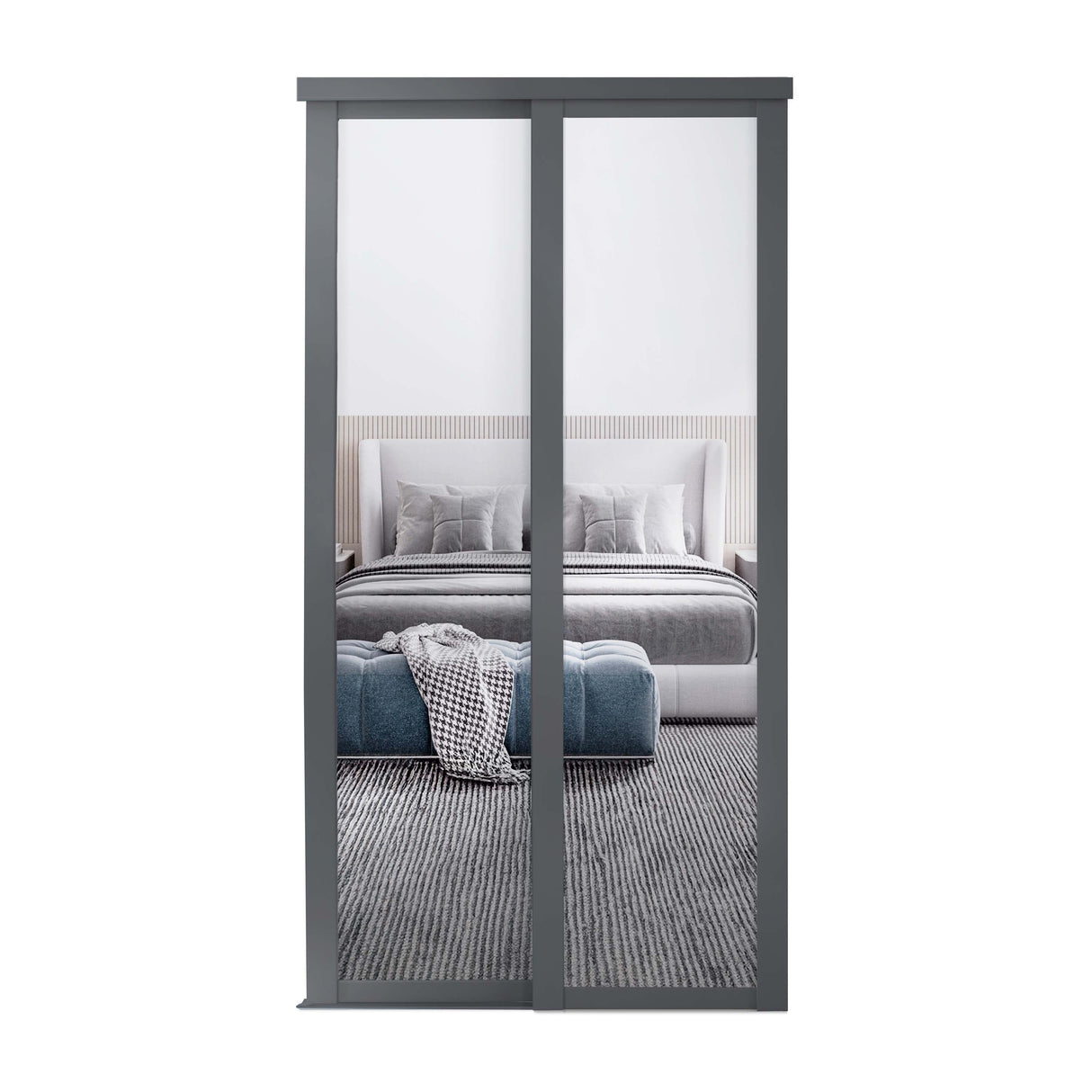 Spacepro Shaker 2 Door sliding wardrobe Kit Mirror Graphite frame (w)1753mm - Bedrooms Plus