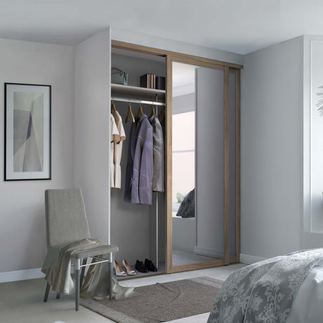 Spacepro Shaker 2 Door sliding wardrobe Kit Mirror Oak frame (w)1145mm - Bedrooms Plus