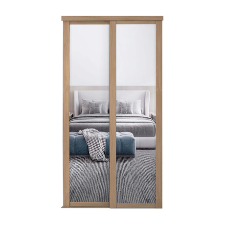 Spacepro Shaker 2 Door sliding wardrobe Kit Mirror Oak frame (w)1449mm - Bedrooms Plus