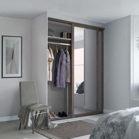 Spacepro Shaker 2 Door sliding wardrobe Kit Mirror Walnut frame (w)1145mm - Bedrooms Plus