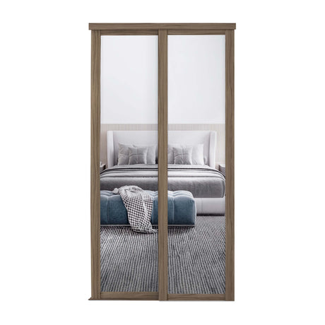 Spacepro Shaker 2 Door sliding wardrobe Kit Mirror Walnut frame (w)1145mm - Bedrooms Plus
