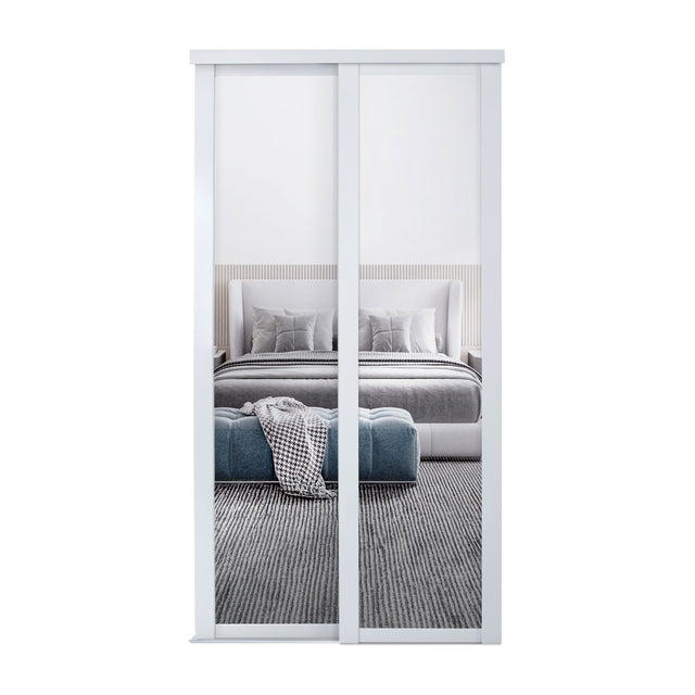 Spacepro Shaker 2 Door sliding wardrobe Kit Mirror White frame (w)1145mm - Bedrooms Plus