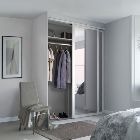 Spacepro Shaker 2 Door sliding wardrobe Kit Mirror White frame (w)1145mm - Bedrooms Plus