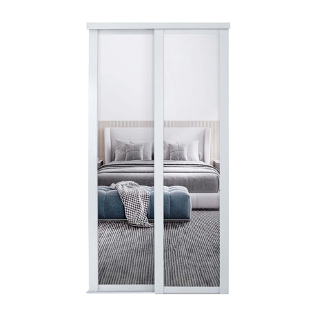 Spacepro Shaker 2 Door sliding wardrobe Kit Mirror White frame (w)1449mm - Bedrooms Plus