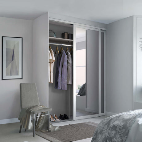 Spacepro Shaker 2 Door sliding wardrobe Kit Mirror White frame (w)1449mm - Bedrooms Plus