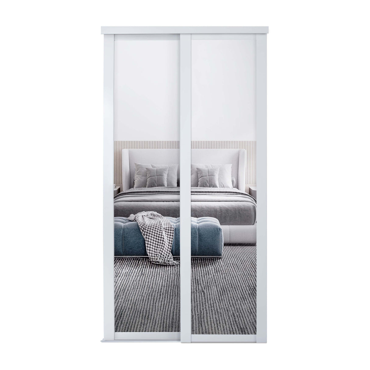 Spacepro Shaker 2 Door sliding wardrobe Kit Mirror White frame (w)1753mm - Bedrooms Plus