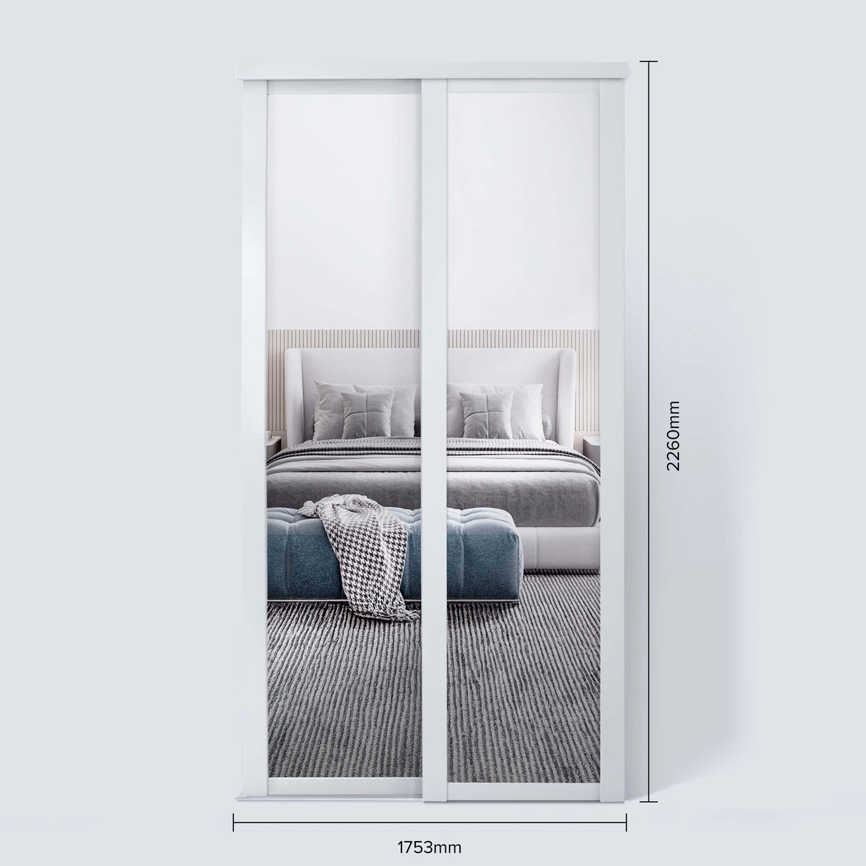 Spacepro Shaker 2 Door sliding wardrobe Kit Mirror White frame (w)1753mm - Bedrooms Plus