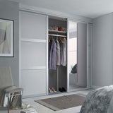 Spacepro Shaker 3 Door sliding wardrobe Kit Dove Grey frame 2 x Panel 1 x Mirror (w)2136mm - Bedrooms Plus