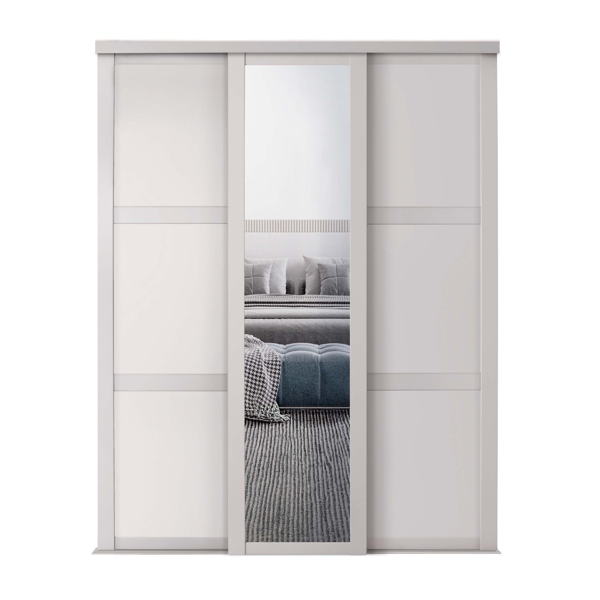 Spacepro Shaker 3 Door sliding wardrobe Kit Mirror Cashmere frame (w)2136mm - Bedrooms Plus