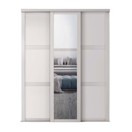 Spacepro Shaker 3 Door sliding wardrobe Kit Mirror Cashmere frame (w)2136mm - Bedrooms Plus