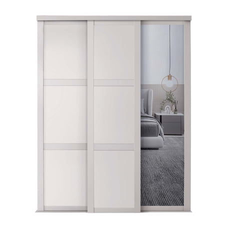 Spacepro Shaker 3 Door sliding wardrobe Kit Mirror Cashmere frame (w)2136mm - Bedrooms Plus