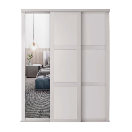 Spacepro Shaker 3 Door sliding wardrobe Kit Mirror Cashmere frame (w)2136mm - Bedrooms Plus