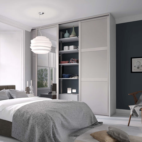 Spacepro Shaker 3 Door sliding wardrobe Kit Mirror Cashmere frame (w)2136mm - Bedrooms Plus