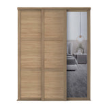 Spacepro Shaker 3 Door sliding wardrobe Kit Mirror Oak frame (w)2592mm - Bedrooms Plus