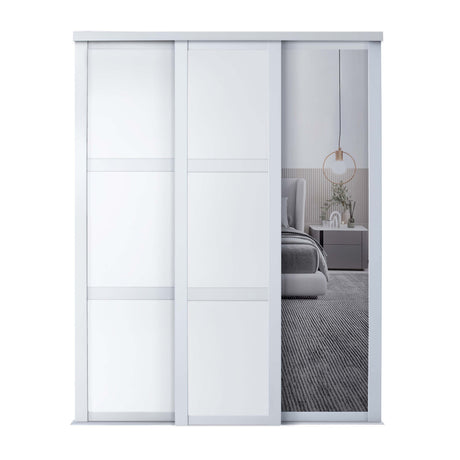 Spacepro Shaker 3 Door sliding wardrobe Kit Mirror White frame (w)1680mm - Bedrooms Plus